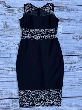 Jax Black Lace-Trim Midi Sheath Dress